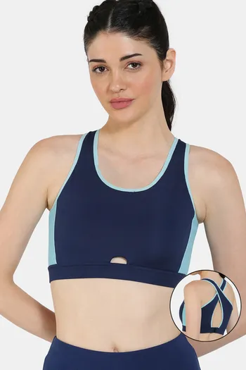 Buy Zelocity Quick Dry Sports Bra With Removable Padding - Medieval Blue